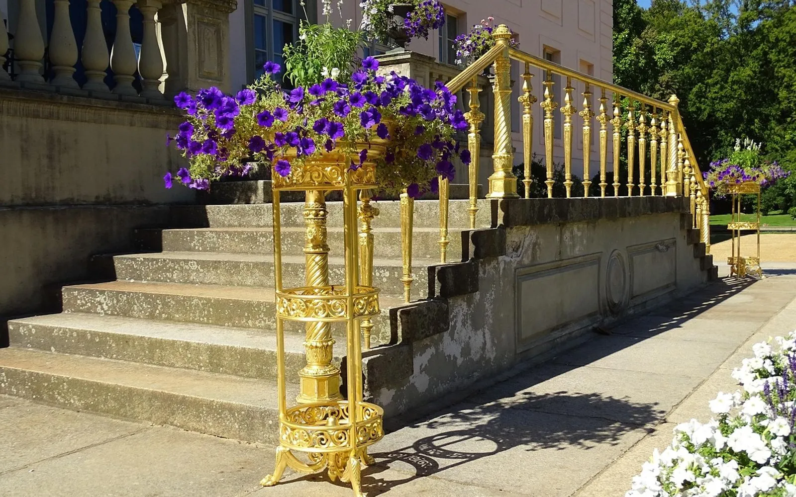 germany, cottbus, park branitz, castle, stairs, stages, historical, staircase, railing, mansion