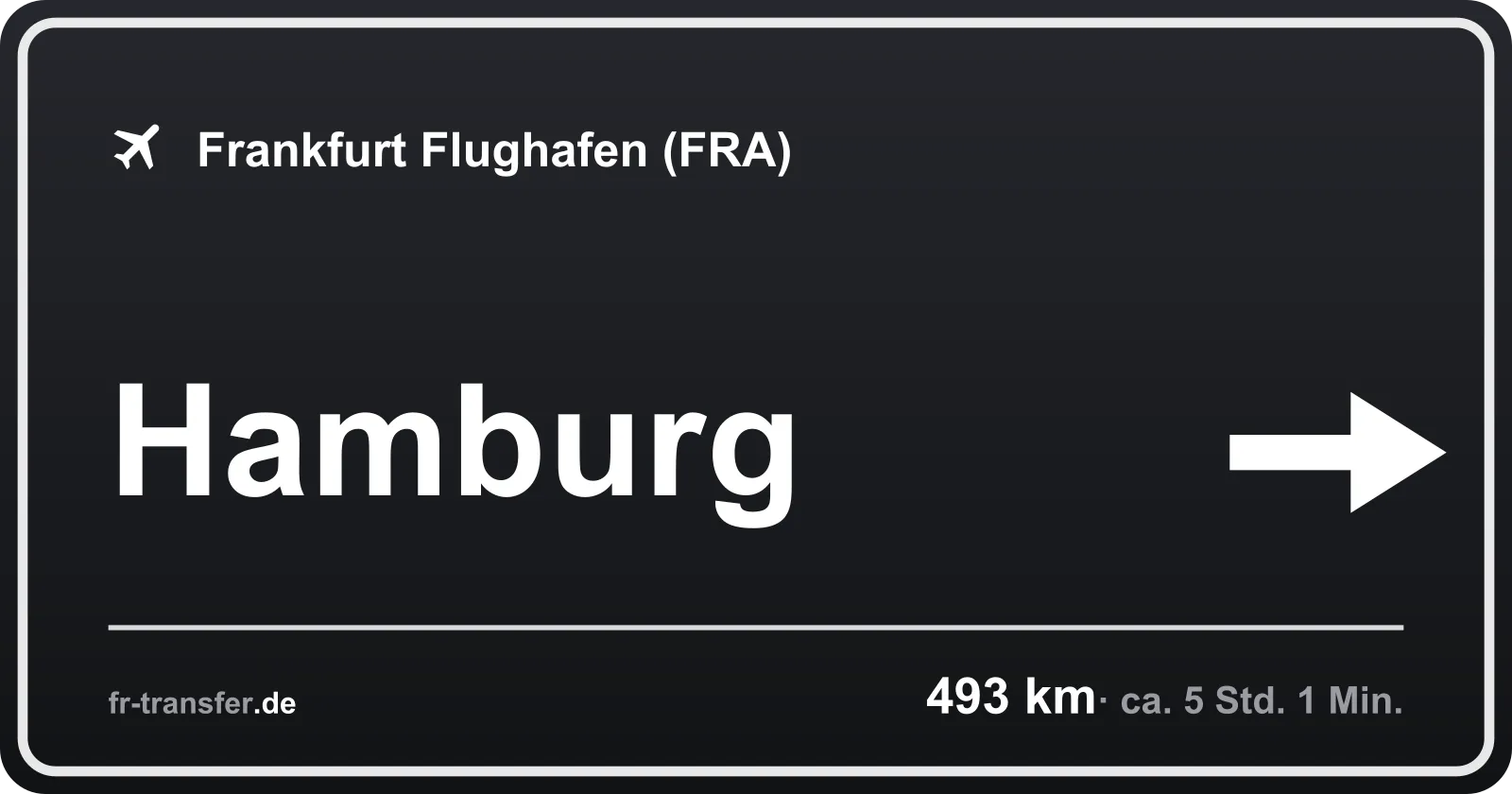 Streckenschild Hamburg – Flughafen Frankfurt