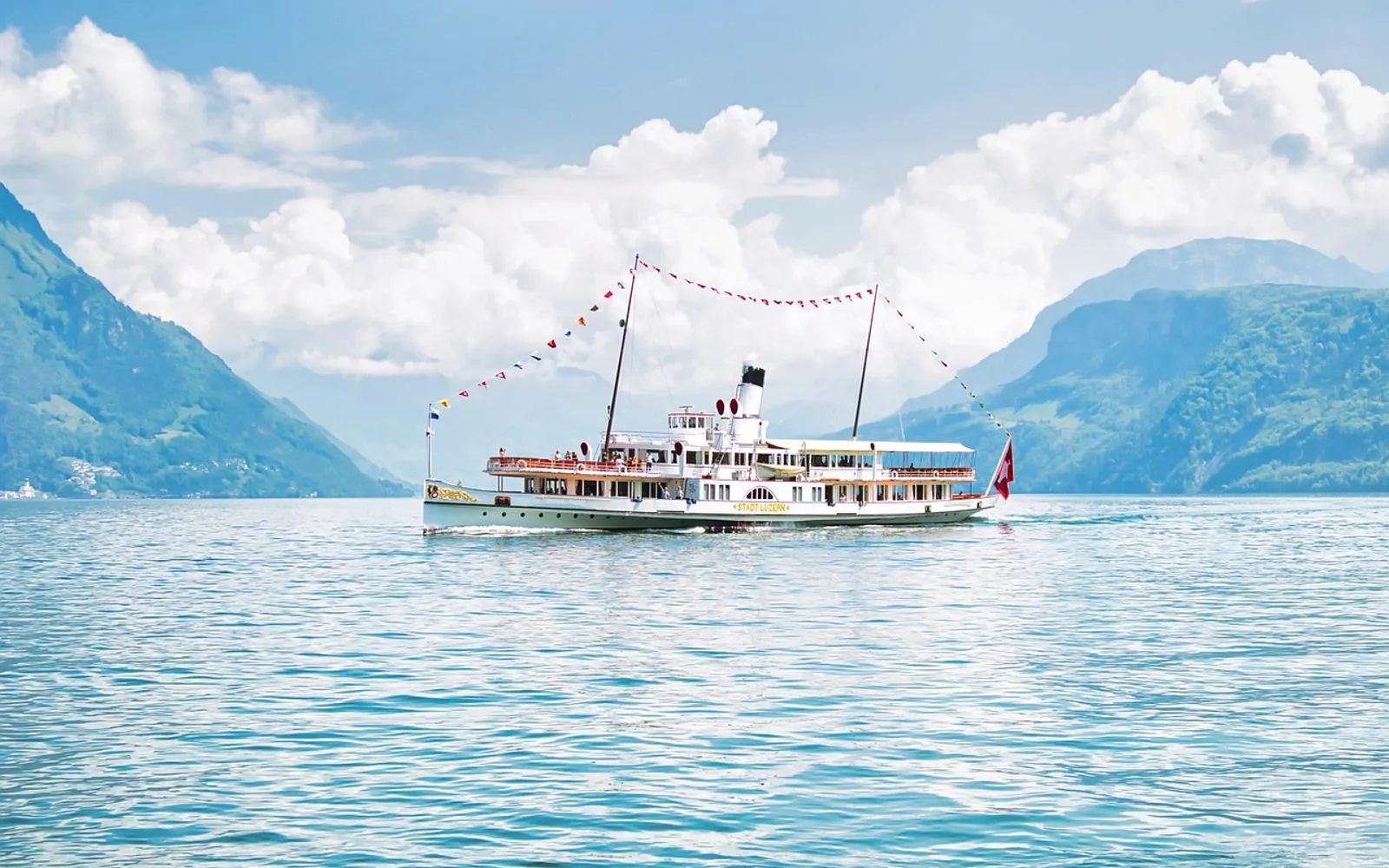 steamship, boat, lake, nature, luzern, swizterland, mountain