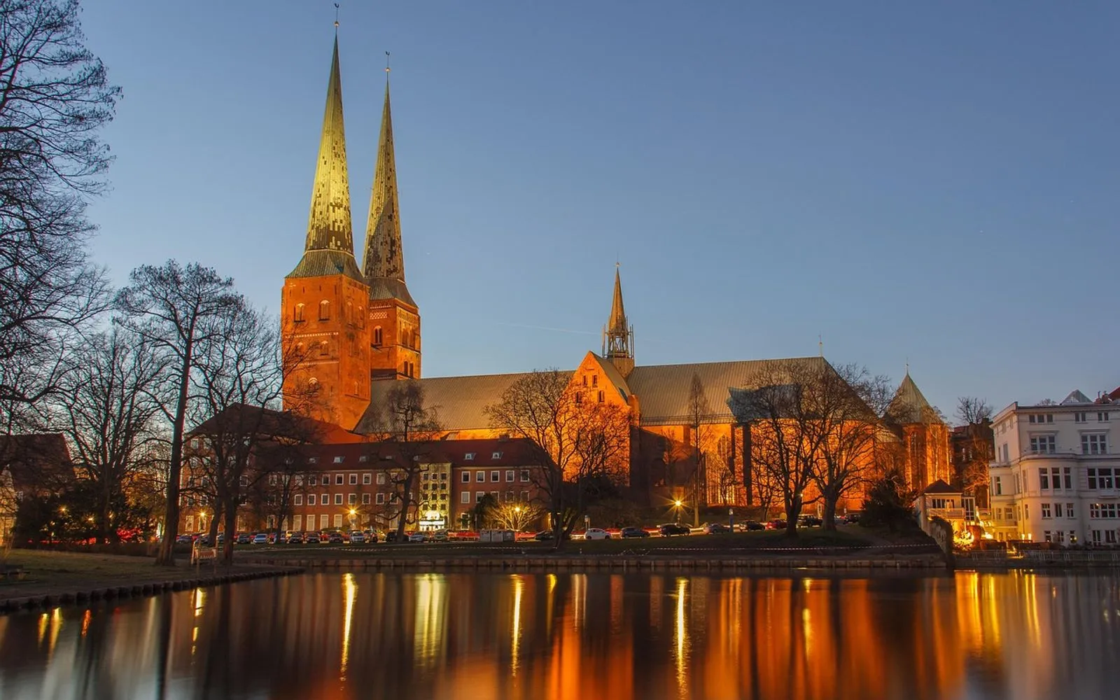 lübeck cathedral, church, lübeck, schleswig-holstein, germany, historic center, hanseatic city, landmark, night shot, brick building, cathedral, monastery, lübeck, lübeck, lübeck, lübeck, lübeck