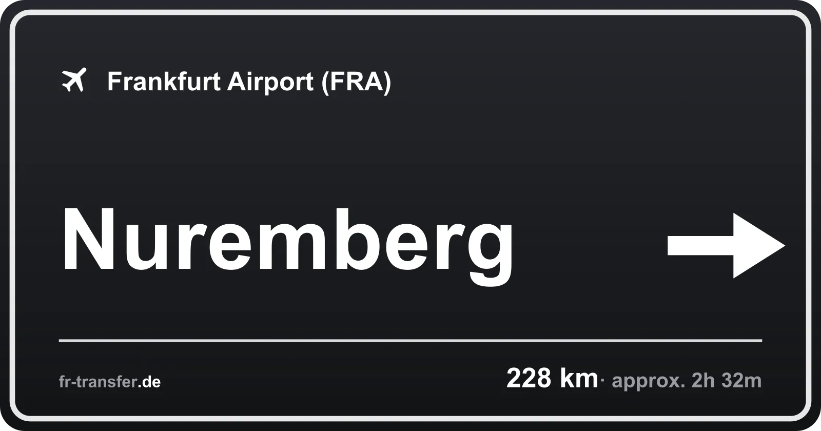 Route sign Nuremberg – Frankfurt Airport