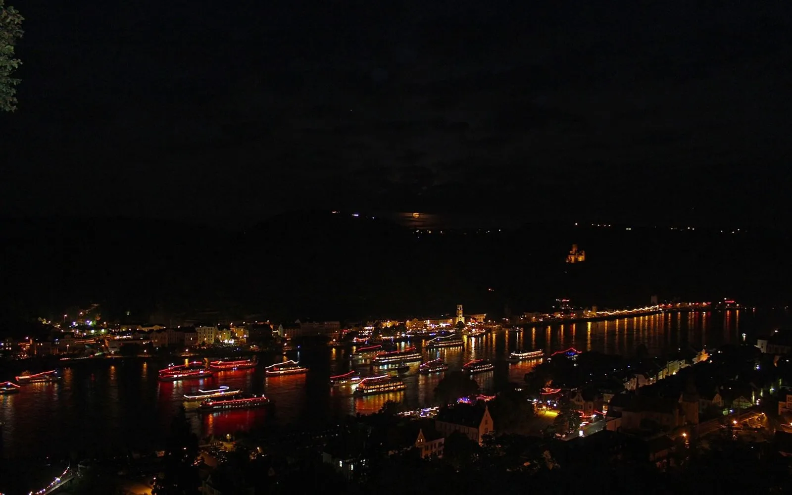 rhine in flames, castle, rhine, middle rhine, st goar, germany, night, ships, illuminated, fireworks