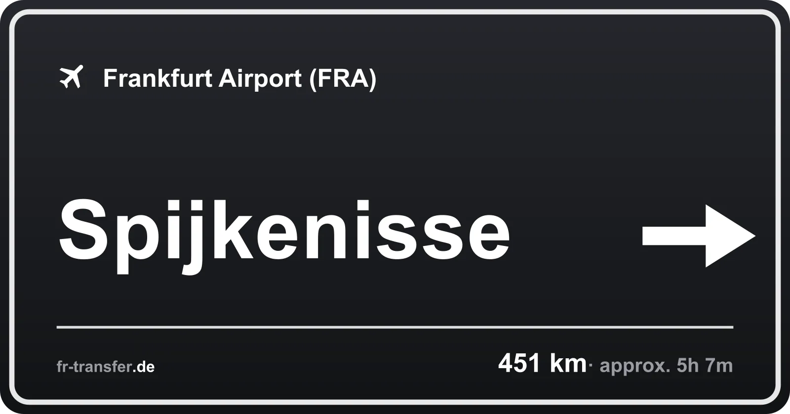 Route sign Spijkenisse – Frankfurt Airport