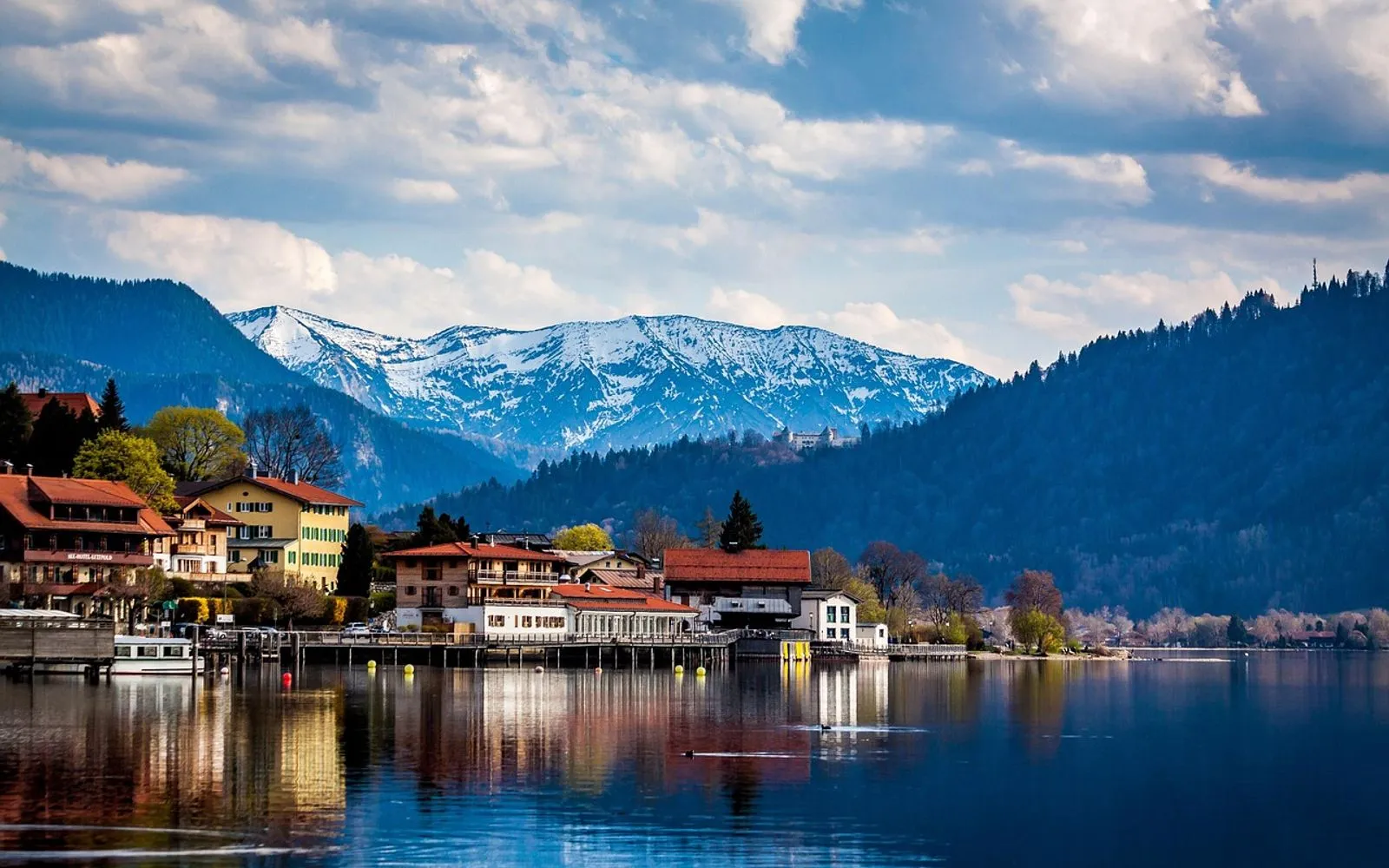 lake, alps, blue mountains, tegernsee, tegernsee town, water, nature, reflection, upper bavaria, germany