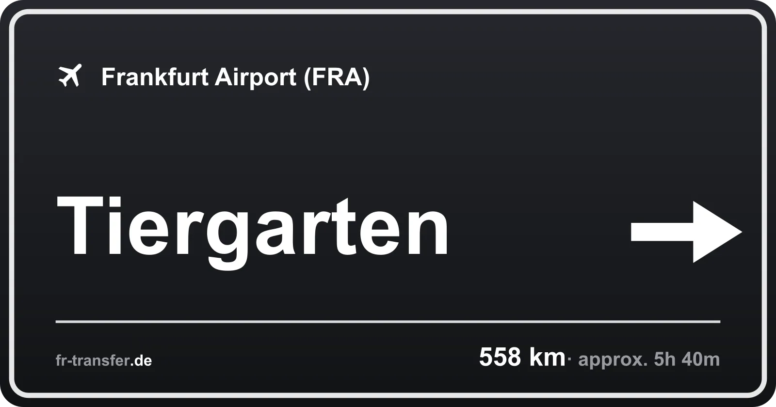 Route sign Tiergarten – Frankfurt Airport
