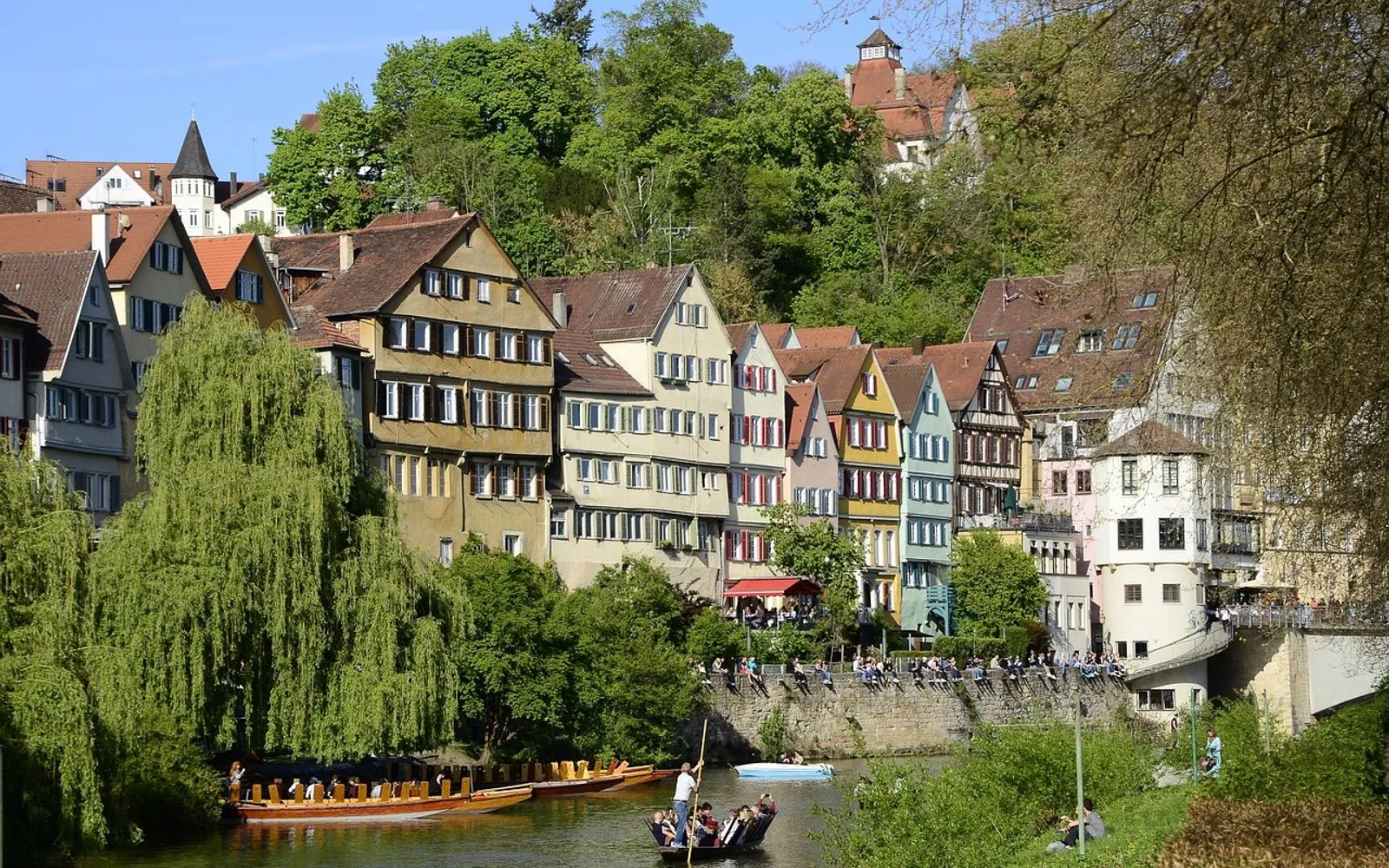 tübingen, facade, truss, southern germany, germany, historic center, university city, historical, houses, boat, stockkahn, flow, building, tübingen, tübingen, tübingen, tübingen, tübingen