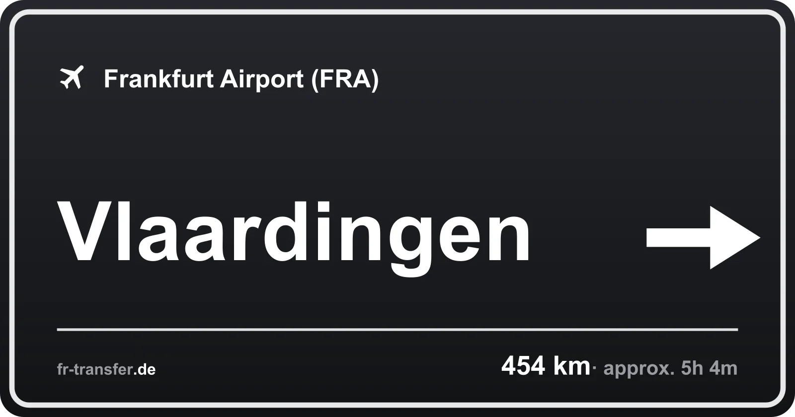 Route sign Vlaardingen – Frankfurt Airport